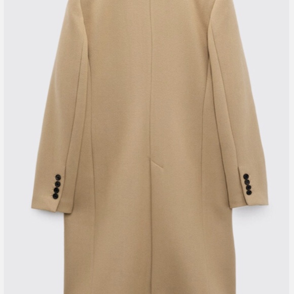 ZARA WOMENS MENSWEAR STYLE MANTECO WOOL LIGHT TAN CAMEL ONE BUTTON COAT M EUC - Picture 2 of 12